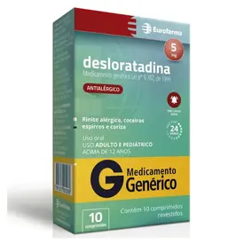 Desloratadina 5mg 10 Comprimidos - Eurofarma - Genérico