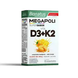 Vitamina D3 + K2 Megapoli Bionatus 30 Comprimidos Mastigáveis