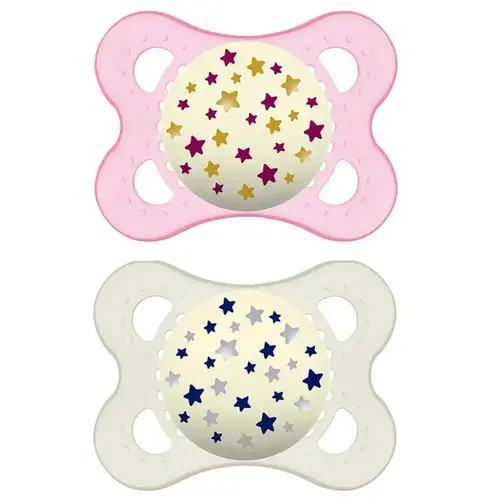 Chupeta MAM Original Night Rosa Brilha no Escuro Nº2 +6 Meses - 2 Unidade