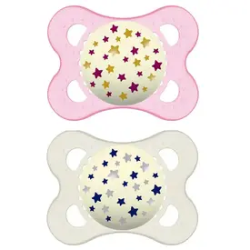 Chupeta MAM Original Night Rosa Brilha no Escuro Nº2 +6 Meses - 2 Unidade
