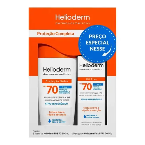 Kit Protetor Solar Corporal Helioderm FPS 70 200ml + Facial 50g