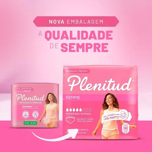 Roupa Íntima Plenitud Femme G/XG 8 Unidades