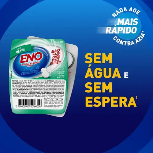 Eno Pastilha Mastigável - Sabor Menta - 4 Pastilhas Mastigáveis