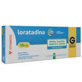 Loratadina 10mg 12 Comprimidos - Vitamedic - Genérico