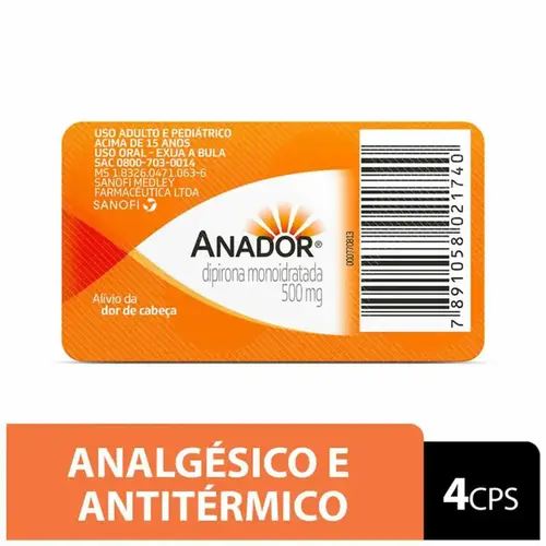 Anador 500mg 4 Comprimidos