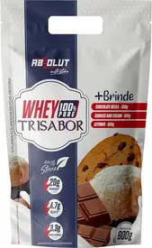 Whey 100% Concentrado Trisabor Pouch 900g – Absolut Nutrition - (Leite em pó, Chocolate e Cookies)