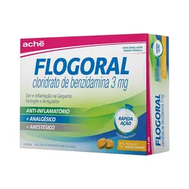 Pastilha Flogoral 3mg - Sabor Laranja - 12 Pastilhas