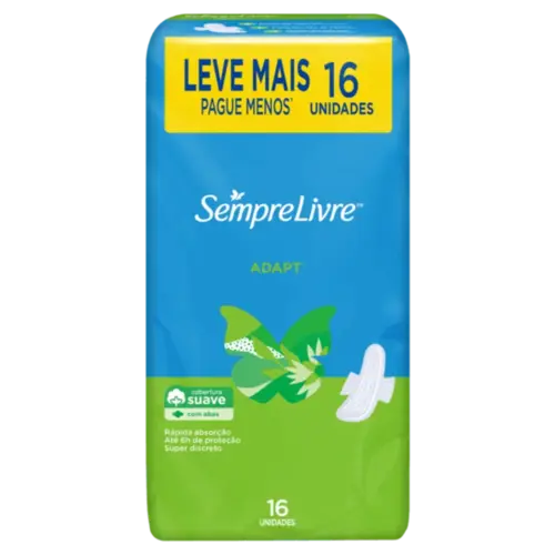 Absorvente Sempre Livre Adapt Suave com Abas 16 Unidades
