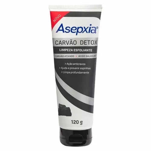 Esfoliante Facial Antiacne Asepxia Carvão Detox 120g