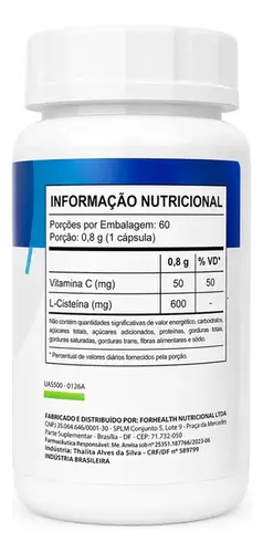 NAC - ForHealth N-Acetilcisteína 600mg 60 Cápsulas