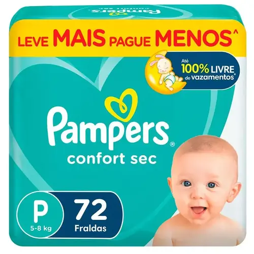 Fralda Pampers Confort Sec P 72 Unidades