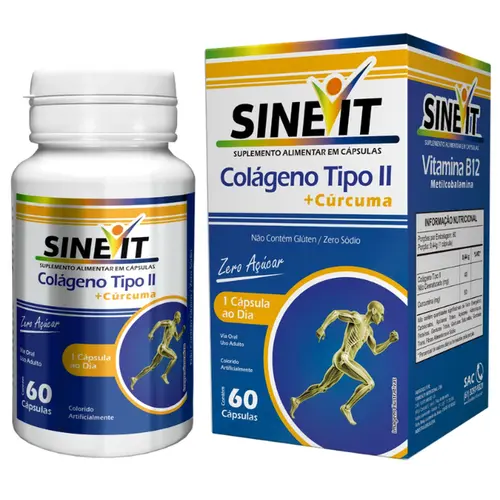 Colagénio Tipo II com Cúrcuma Sinevit 60 Cápsulas