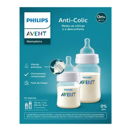 Kit Mamadeira Philips Avent Anti-Colic 125ml + 260ml