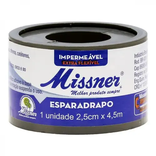Esparadrapo Impermeável Missner Branco 2,5cm x 4,5m - 1 Unidade