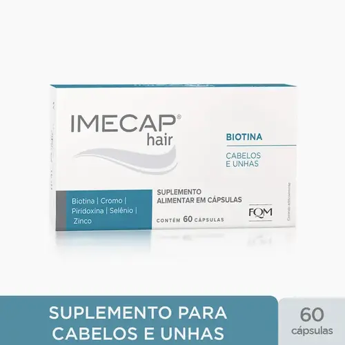 Vitaminas para Cabelos e Unhas com Biotina Imecap Hair 60 Cápsulas