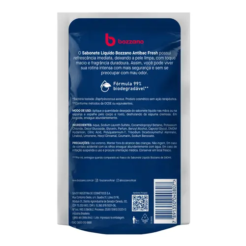 Sabonete Líquido Bozzano Antibac Fresh Refil 200ml