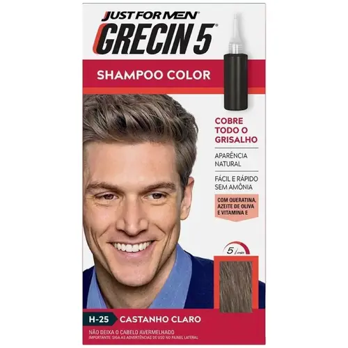 Tonalizante Masculino Grecin 5 Shampoo Color H-25 Castanho Claro 60ml