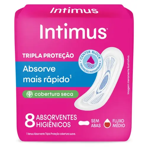 Absorvente Intimus Tripla Proteção Seca sem Abas 8 Unidades