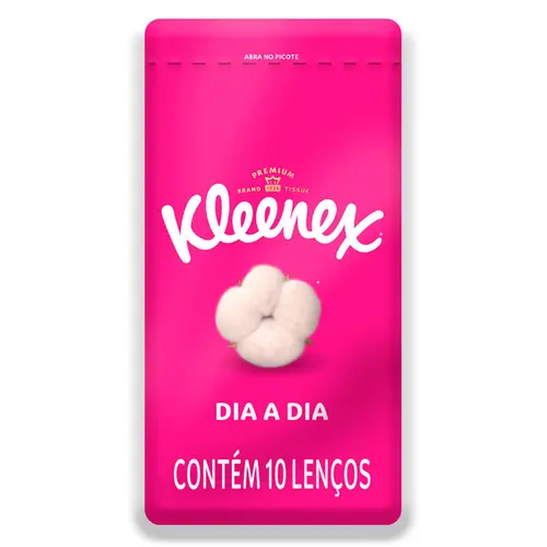 Lenços de Papel de Bolso Kleenex Dia a Dia Folha Tripa 1 Unidade com 10 Lenços