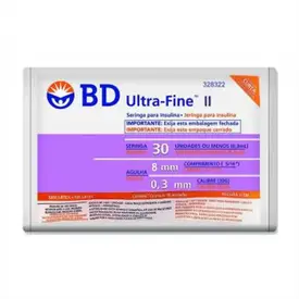 Seringa de Insulina BD Ultra-Fine 8mm 30UI - 10 Unidades