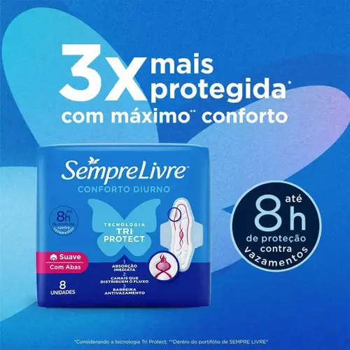 Absorvente Sempre Livre Adapt Plus Ultra Suave com Abas 8 Unidades
