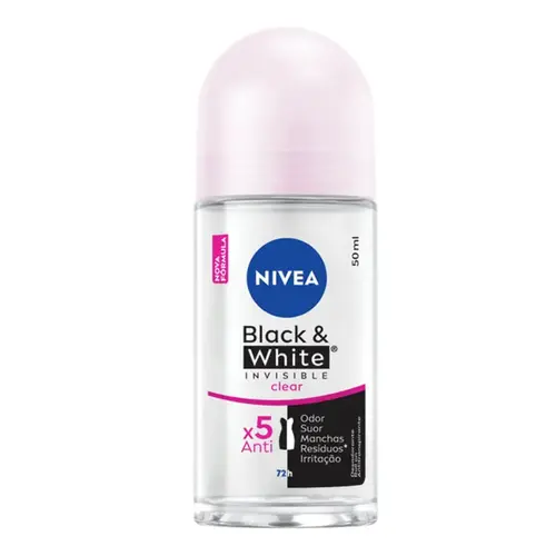 Desodorante Nivea Invisible Black & White Clear Roll On Feminino 50ml