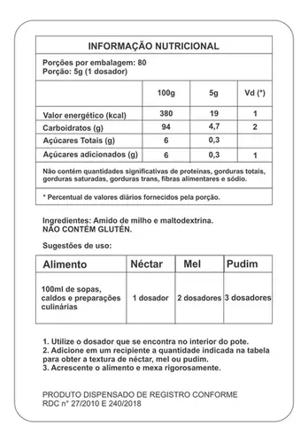 Espessante Alimentar Espessaline 400g