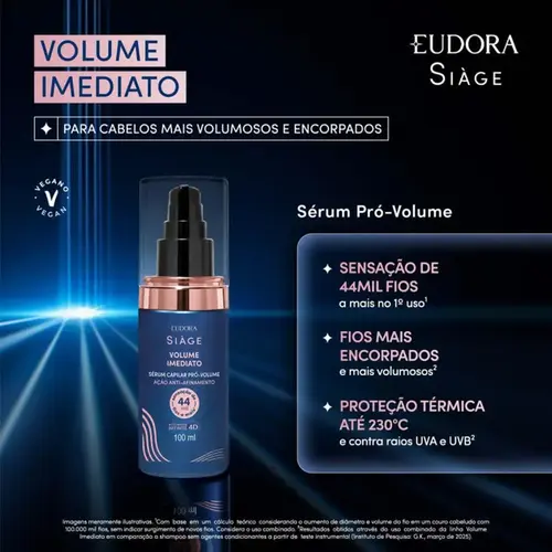 Sérum Capilar Eudora Siàge Volume Imediato 100ml