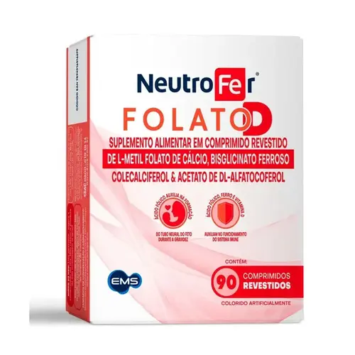 Vitamina e Suplemento para Gestante - Neutrofer Folato D - 90 Comprimidos