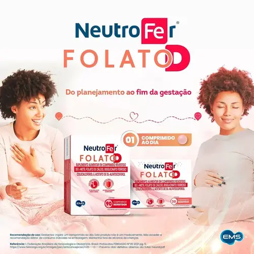 Vitamina e Suplemento para Gestante - Neutrofer Folato D - 90 Comprimidos