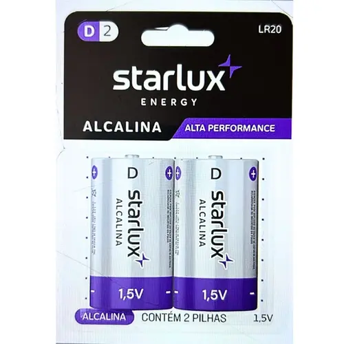 Pilha Starlux Energy D2 - 2 Unidades
