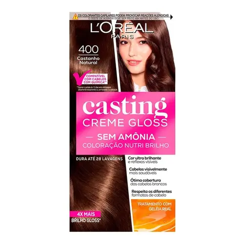 Tintura de Cabelo Casting Creme Gloss 400 Castanho Natural L'Oréal Paris 1 Unidade