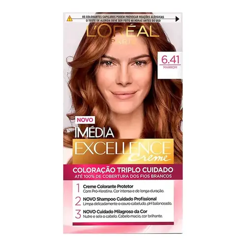 Tintura de Cabelo Imédia Excellence Creme 6.41 Marrom L'Oréal Paris 1 Unidade