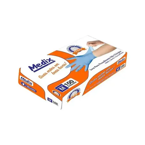 Luva de Vinil Medix Sem Pó - Tamanho G - 100 Unidades