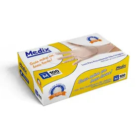 Luva de Vinil Medix Sem Pó - Tamanho M - 100 Unidades