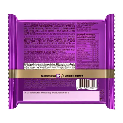 Chocolate Garoto Talento Amêndoas e Uvas Passas 85g