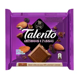 Chocolate Garoto Talento Amêndoas e Uvas Passas 85g