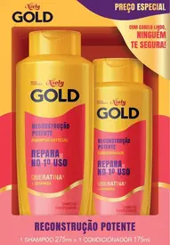 Kit Niely Gold Queratina Reconstrução - Shampoo 275ml + Condicionador 175ml