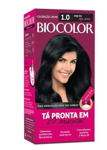 Tintura de Cabelo Biocolor 1.0 Preto Peça-Chave 1 Unidade
