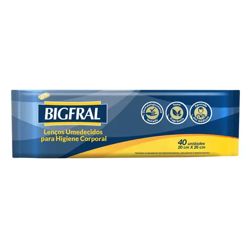 Lenços Umedecidos Bigfral Higiene Corporal 40 Unidades
