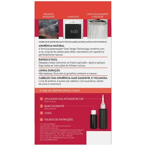 Shampoo Tonalizante Grecin 5 Masculino Barba e Bigode Preto H-55