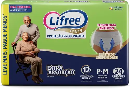 Fralda Geriatrica Calça Extra Absorção Hiper Lifree para M 24 Unidades
