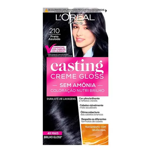 Tintura de Cabelo Casting Creme Gloss 210 Preto Azulado L'Oréal Paris 1 Unidade