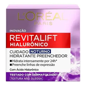 Creme Hidratante Facial Anti-idade L'Oréal Paris Revitalift Hialurônico Noturno 49g