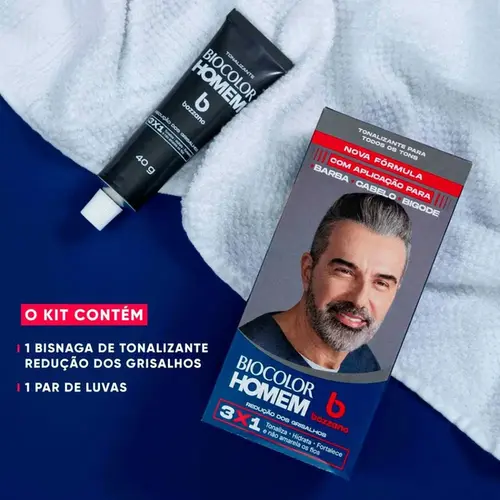 Tonalizante Masculino Bozzano Biocolor Redução dos Grisalhos 1 Unidade