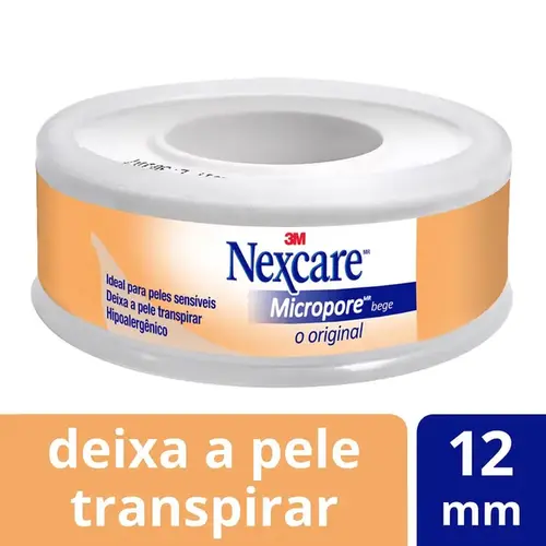 Fita Micropore Nexcare Original Bege 12mm x 4,5m - 1 Unidade