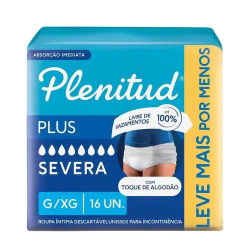 Roupa Íntima Descartável Plenitud Protect Plus G/XG Unissex 16 Unidades
