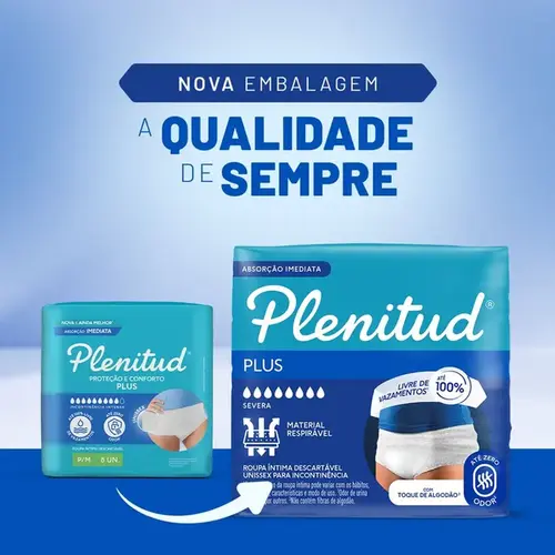 Roupa Íntima Descartável Plenitud Protect Plus G/XG Unissex 16 Unidades