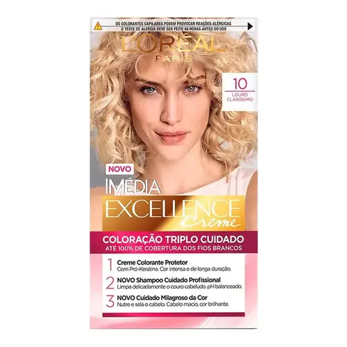 Tintura de Cabelo Imédia Excellence Creme 10 Louro Claríssimo L'Oréal Paris 1 Unidade