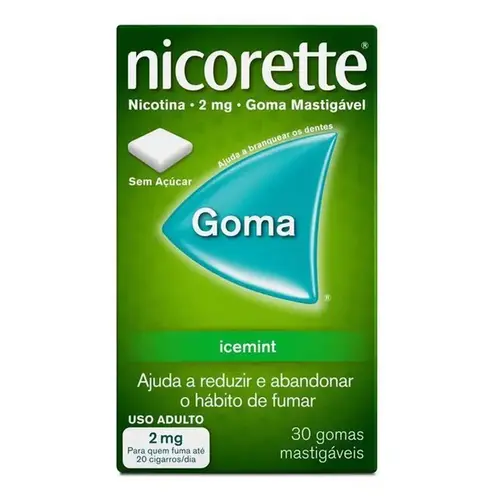 Nicorette 2mg 30 Gomas Mastigáveis - Sabor IceMint